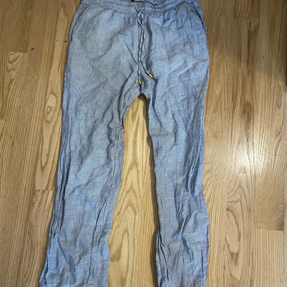 Long straight leg stripped pants
